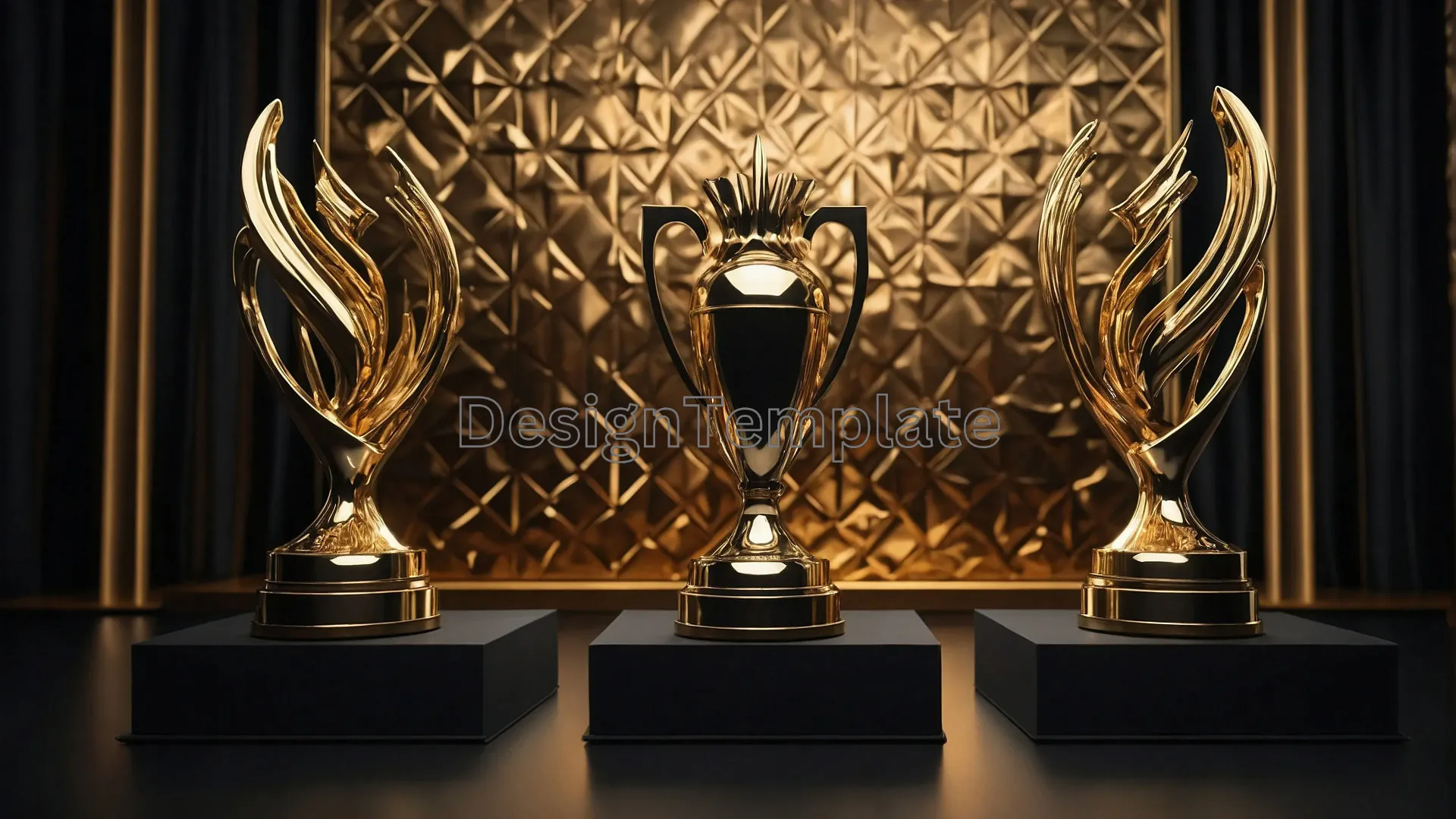 Award Show Podium with Luxurious Golden Background